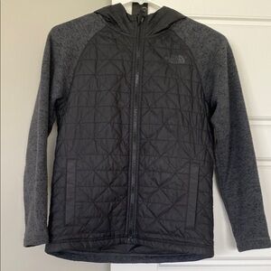 Boys The North Face Charcoal and Black Quilted Hooded Jacket